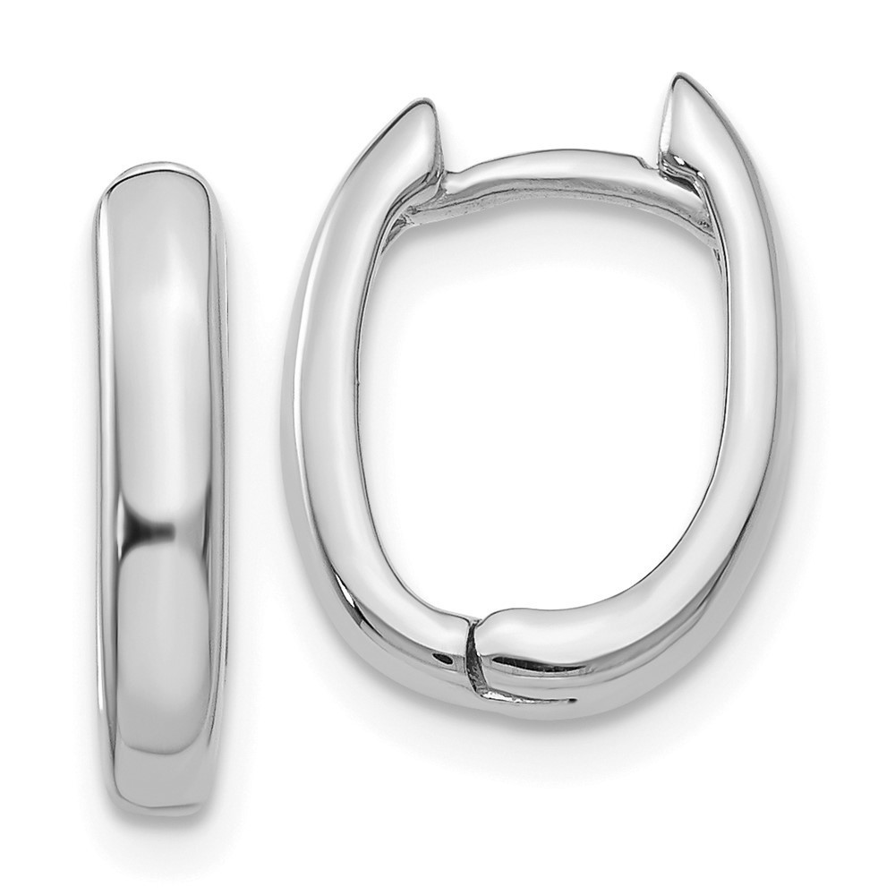 Million Charms 14k White Gold Oval Hinged Hoop Earrings 8 L x 3 mm W